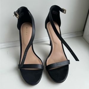 Aldo black heels with ankle strap. Size 7.5.